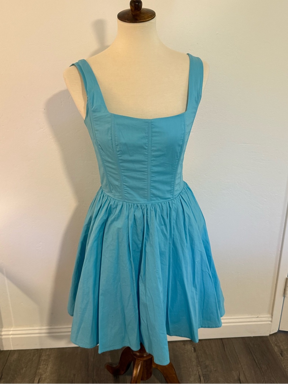 Chelsea28 Turquoise Square-Neck Fit & Flare Mini Dress